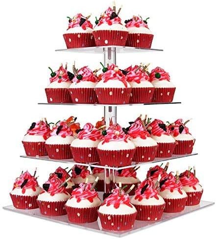 4 Tier Cupcake Stand, Acrylic Cupcake Tower Stand, Premium Cupcake Holder, Clear Cupcake Display Tree Tower