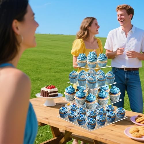 4 Tier Cupcake Stand, Acrylic Cupcake Tower Stand, Premium Cupcake Holder, Clear Cupcake Display Tree Tower, alternate view 4
