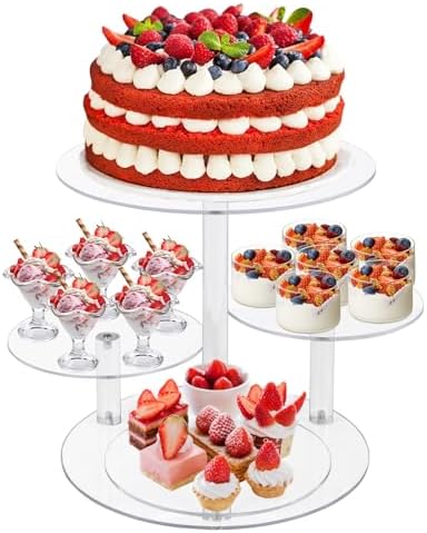 4 Tier Cupcake Stand, Acrylic Cupcake Tower Stands for 50 Cupcakes, Round Dessert Table Display Set Tiered Tray