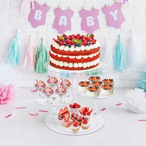 4 Tier Cupcake Stand, Acrylic Cupcake Tower Stands for 50 Cupcakes, Round Dessert Table Display Set Tiered Tray, alternate