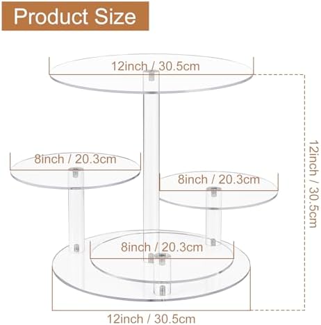4 Tier Cupcake Stand, Acrylic Cupcake Tower Stands for 50 Cupcakes, Round Dessert Table Display Set Tiered Tray, alternate