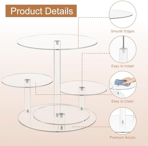 4 Tier Cupcake Stand, Acrylic Cupcake Tower Stands for 50 Cupcakes, Round Dessert Table Display Set Tiered Tray, alternate