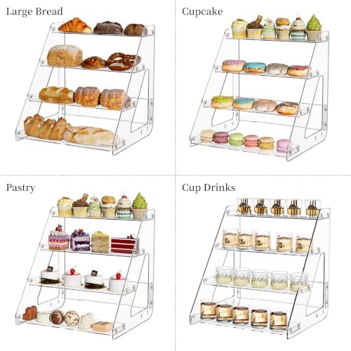 4 Tier Cupcake Stand Clear Bakery Cookie Display Riser, 1 Pack in 11.61"Wx10.43" D x12.2" H in Clear, alternate view 5