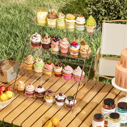 4 Tier Cupcake Stand Clear Bakery Cookie Display Riser, 1 Pack in 11.61"Wx10.43" D x12.2" H in Clear, alternate view 7