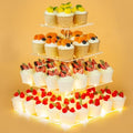 4 Tier Cupcake Stand Cupcake Holder with LED, Acrylic Square Cupcake Tower in 11.6 x 11.6 x 13.2 IN in