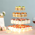 4 Tier Cupcake Stand Cupcake Holder with LED, Acrylic Square Cupcake Tower in 11.6 x 11.6 x 13.2 IN in, alternate view 2