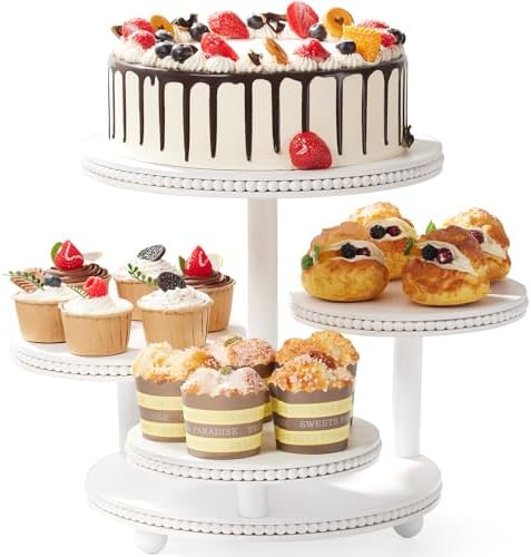 4 Tier Cupcake Stand for 50 Cupcakes, Wooden Cake Stand | Cupcake Display in White