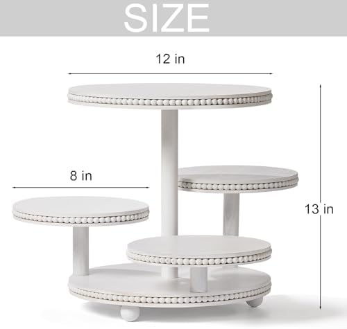 4 Tier Cupcake Stand for 50 Cupcakes, Wooden Cake Stand | Cupcake Display in White, alternate view 3