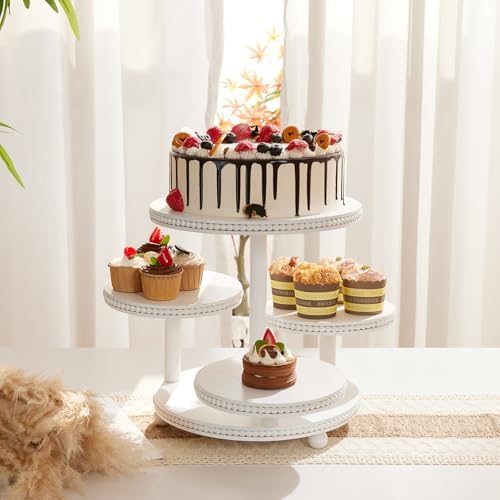 4 Tier Cupcake Stand for 50 Cupcakes, Wooden Cake Stand | Cupcake Display in White, alternate view 6