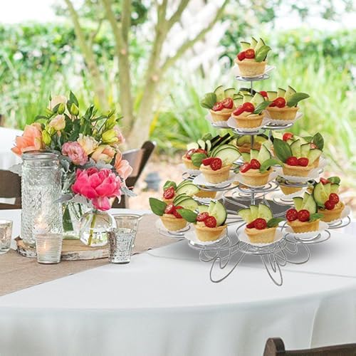 4-Tier Cupcake Stand -Stainless Steel Dessert Tree Tower Display for Christmas, Weddings, Birthday Parties, alternate view 3