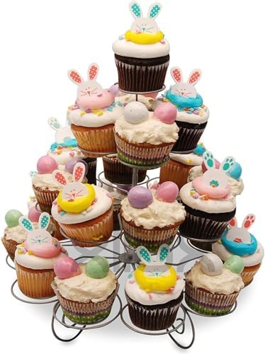 4-Tier Cupcake Stand -Stainless Steel Dessert Tree Tower Display for Christmas, Weddings, Birthday Parties, alternate view 4