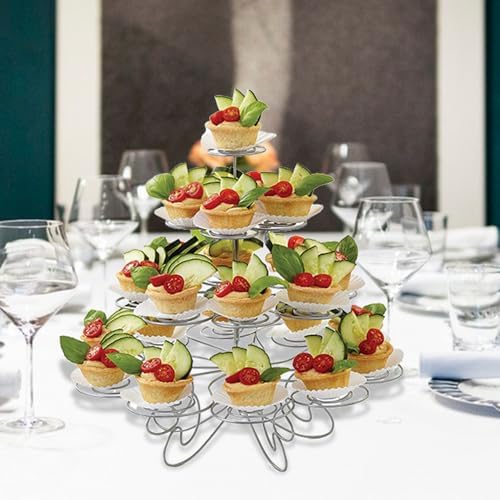 4-Tier Cupcake Stand -Stainless Steel Dessert Tree Tower Display for Christmas, Weddings, Birthday Parties, alternate view 5