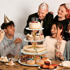 4-Tier Cupcake Stand Tower, British Style Porcelain Tiered Tray with Golden Trim & Pattern, Food Grade Dessert, alternate