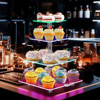4 Tier Cupcake Stand with Rechargeable Light, LED Acrylic Cupcake Tower in clear, alternate view 2