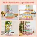 4 Tier Cupcake Stand with Rechargeable Light, LED Acrylic Cupcake Tower in clear, alternate view 7