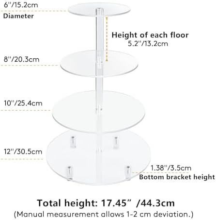 4 Tier Cupcake Stands for Dessert Table with Base, Cupcake Tower in Clear, alternate view 6