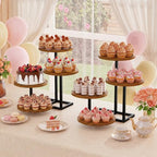 4 Tier Cupcake Tower Stand, Wood Round Dessert Table Display Set, Cup Cake Display Stands for Wedding Birthday, alternate