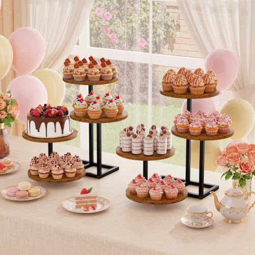 4 Tier Cupcake Tower Stand, Wood Round Dessert Table Display Set, Cup Cake Display Stands for Wedding Birthday, alternate