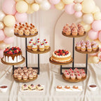 4 Tier Cupcake Tower Stand, Wood Round Dessert Table Display Set, Cup Cake Display Stands for Wedding Birthday, alternate