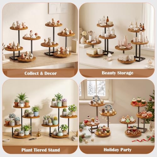 4 Tier Cupcake Tower Stand, Wood Round Dessert Table Display Set, Cup Cake Display Stands for Wedding Birthday, alternate