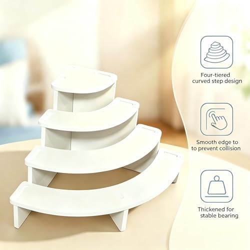 4 Tier Dessert Stands, Buffet Risers Display, White Perfume Shelf in White, alternate view 4