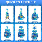 4-Tier Extra Large Happy Birthday Under The Sea Ocean Cardboard Cupcake Stand Ocean Themed Birthday Party, alternate view 6