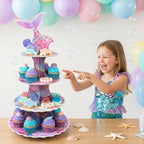 4-Tier Extra Large Mermaid Cupcake Stand, Under The Sea Party Dessert Tower, Mermaid Tail Cupcake Holder for, alternate view