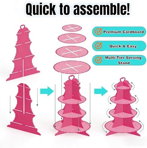 4-Tier Extra Large Mermaid Cupcake Stand, Under The Sea Party Dessert Tower, Mermaid Tail Cupcake Holder for, alternate view
