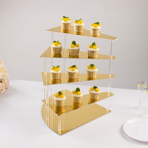 4-Tier Gold Spiral Cupcake Stand Mirror Finish Stairway Dessert Display, Elegant Vanity Storage Perfume