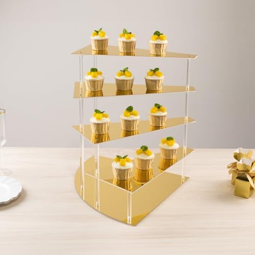 4-Tier Gold Spiral Cupcake Stand Mirror Finish Stairway Dessert Display, Elegant Vanity Storage Perfume, alternate view 4