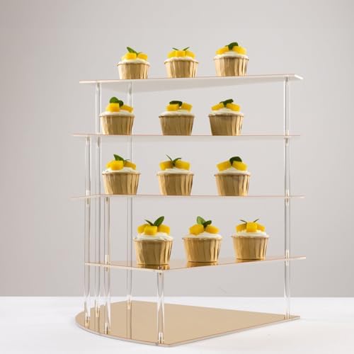 4-Tier Gold Spiral Cupcake Stand Mirror Finish Stairway Dessert Display, Elegant Vanity Storage Perfume, alternate view 6