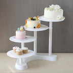 4-Tier Half Moon Cupcake Stand Unique White Tiered Dessert Display Shelf for Parties & Home Decor - 17" Tall in