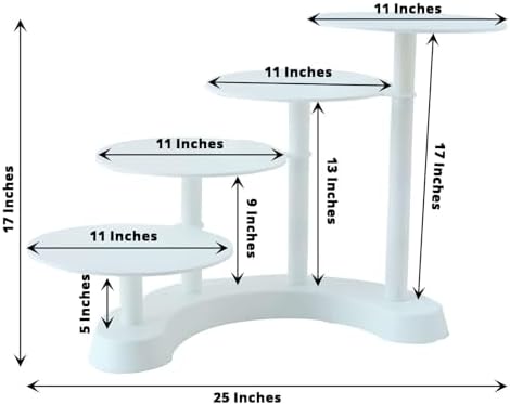 4-Tier Half Moon Cupcake Stand Unique White Tiered Dessert Display Shelf for Parties & Home Decor - 17" Tall in, alternate