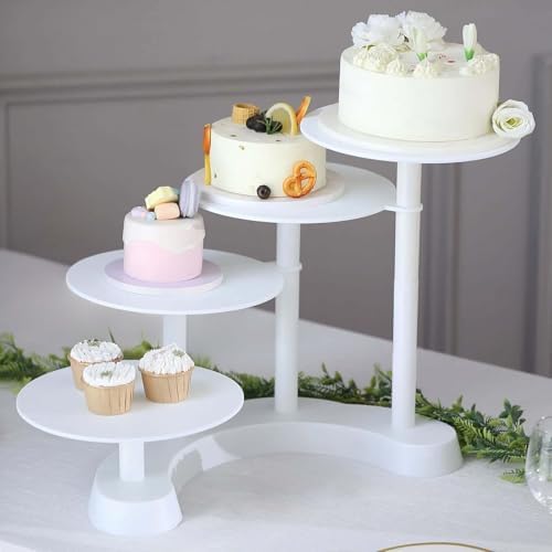 4-Tier Half Moon Cupcake Stand Unique White Tiered Dessert Display Shelf for Parties & Home Decor - 17" Tall in, alternate