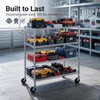 4 Tier Heavy Duty Commercial Grade Rolling Cart with Handle Bar, Metal Wire Utility Cart with Wheels, Kitchen, alternate view