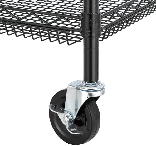 4 Tier Heavy Duty Commercial Grade Rolling Cart with Handle Bar, Metal Wire Utility Cart with Wheels, Service, alternate view