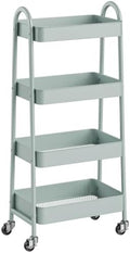 4-Tier Metal Rolling Storage Utility Cart with Lockable Wheels