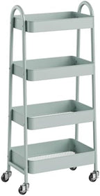 4-Tier Metal Rolling Storage Utility Cart with Lockable Wheels