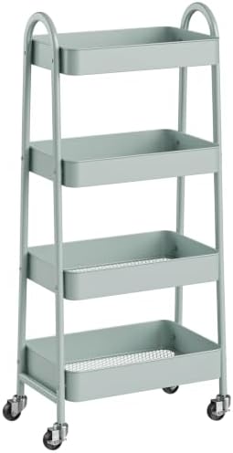 4-Tier Metal Rolling Storage Utility Cart with Lockable Wheels