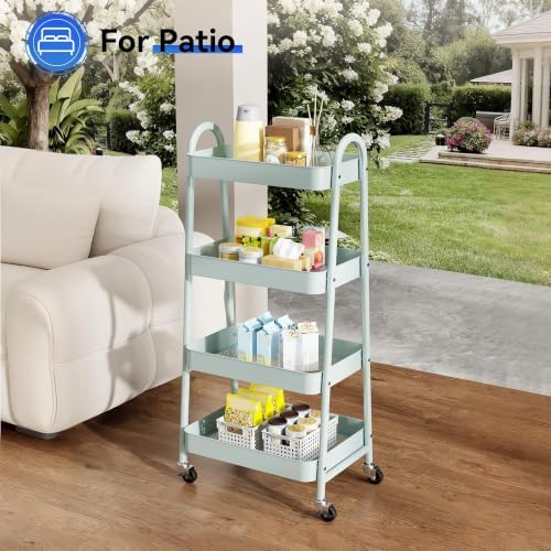 4-Tier Metal Rolling Storage Utility Cart with Lockable Wheels, alternate view 2