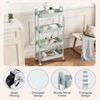 4-Tier Metal Rolling Storage Utility Cart with Lockable Wheels, alternate view 4