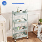 4-Tier Metal Rolling Storage Utility Cart with Lockable Wheels, alternate view 6