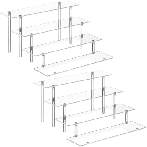 4 Tier Perfume Organizer Stand, Acrylic Risers Display Stands in 11.6 X 10.3 X 5.8 IN in transparency