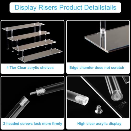 4 Tier Perfume Organizer Stand, Acrylic Risers Display Stands in 11.6 X 10.3 X 5.8 IN in transparency, alternate view 5
