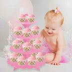4-Tier Pink Cupcake Stand 2-Pack, Round Cardboard Dessert Display Tower, Quick Easy Assembly for Bridal Baby, alternate view