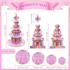 4-Tier Princess Extra Large Cupcake Stand - Pink Castle Theme Reusable Dessert Tower for Girls Birthday, alternate view 3