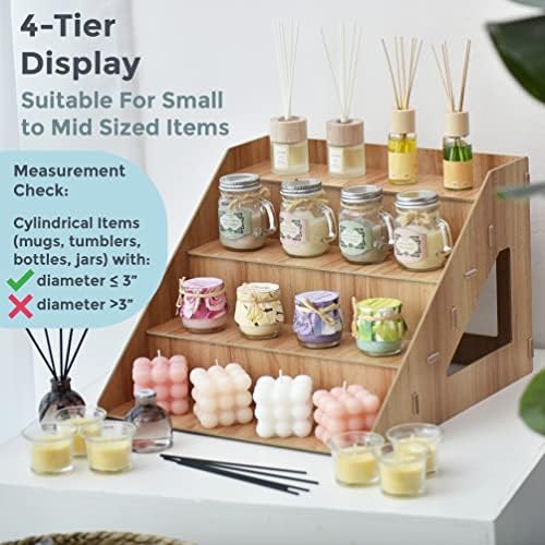 4-Tier Retail Wooden Display Riser - Farmers Market Craft Fair Display Rack - Candle Soap Display Stand for, alternate view 4