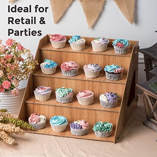 4-Tier Retail Wooden Display Riser - Farmers Market Craft Fair Display Rack - Candle Soap Display Stand for, alternate view 5