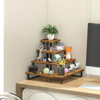 4 Tier Riser Stand, Wooden Display Stands, Farmers Market Rack in rustic brown, alternate view 6