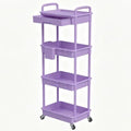 4 Tier Rolling Cart with Drawer, Utility Storage Cart on Wheels for Kitchen, Bathroom, Living Room